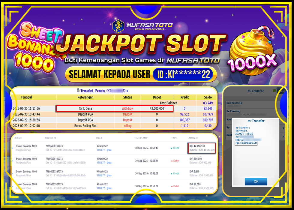 MUFASATOTO JACKPOT PRAGMATIC PLAY Rp.43.600.000|LUNAS